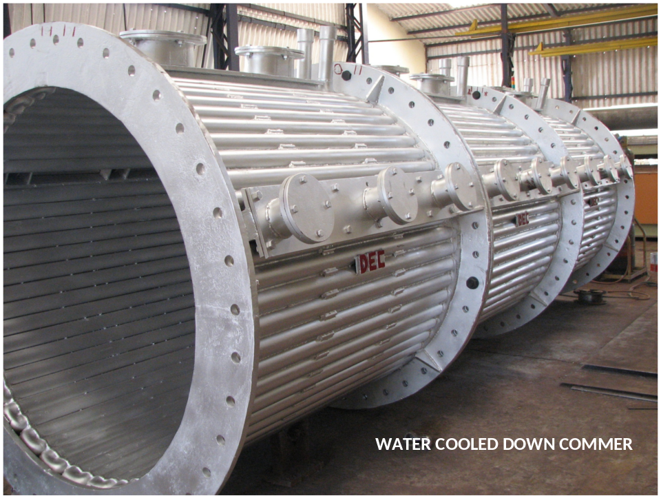 Water-cooled downcomer pipe assembly
